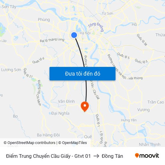 Điểm Trung Chuyển Cầu Giấy - Gtvt 01 to Đồng Tân map