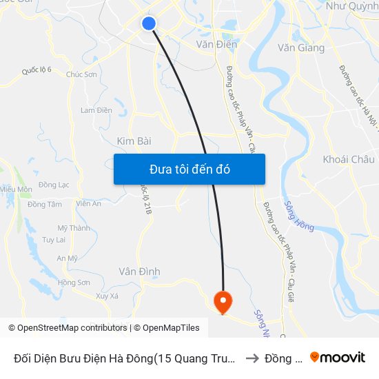 Đối Diện Bưu Điện Hà Đông(15 Quang Trung Hà Đông) to Đồng Tân map