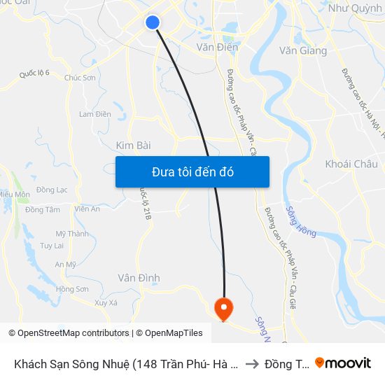 Khách Sạn Sông Nhuệ (148 Trần Phú- Hà Đông) to Đồng Tân map