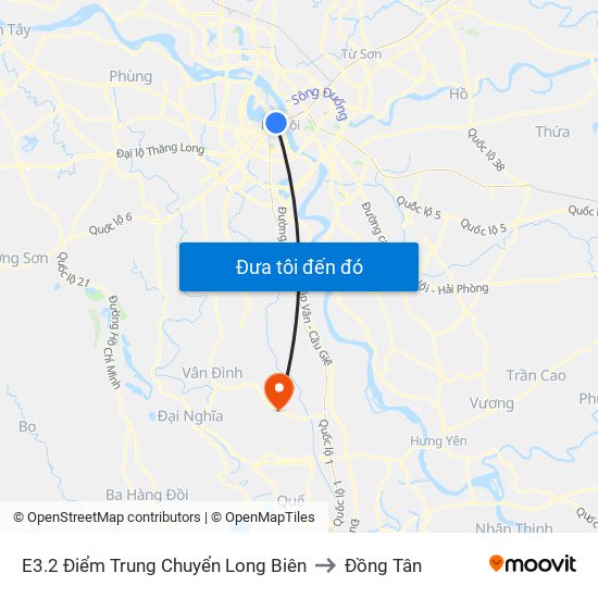 E3.2 Điểm Trung Chuyển Long Biên to Đồng Tân map