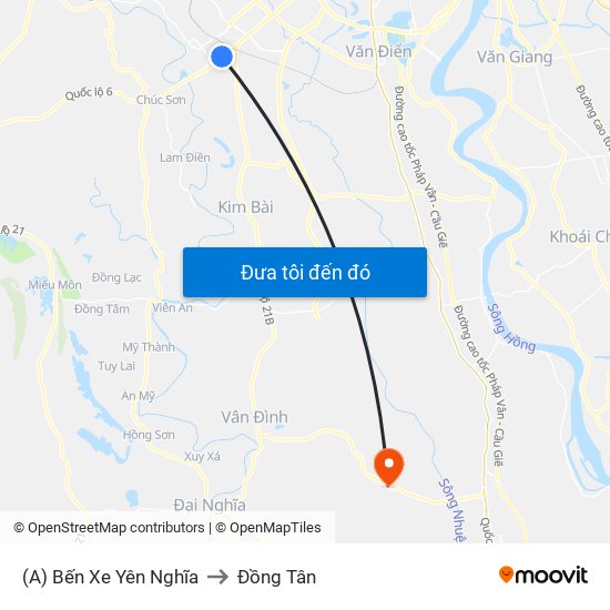 (A) Bến Xe Yên Nghĩa to Đồng Tân map