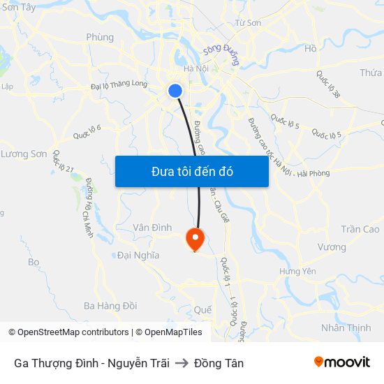 Ga Thượng Đình - Nguyễn Trãi to Đồng Tân map