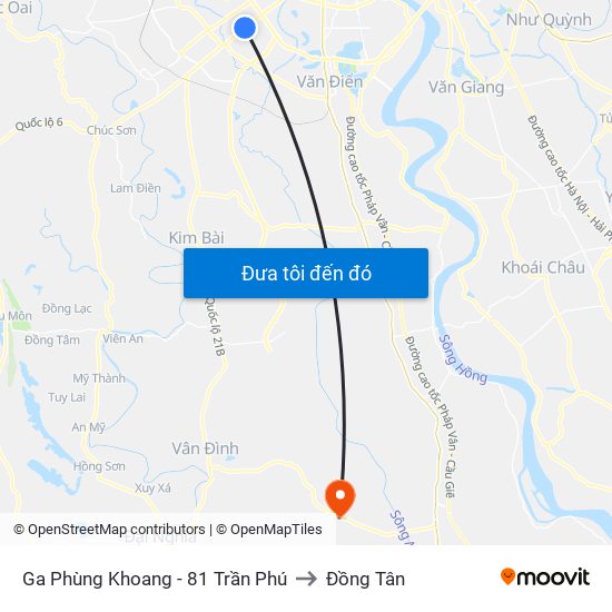 Ga Phùng Khoang - 81 Trần Phú to Đồng Tân map