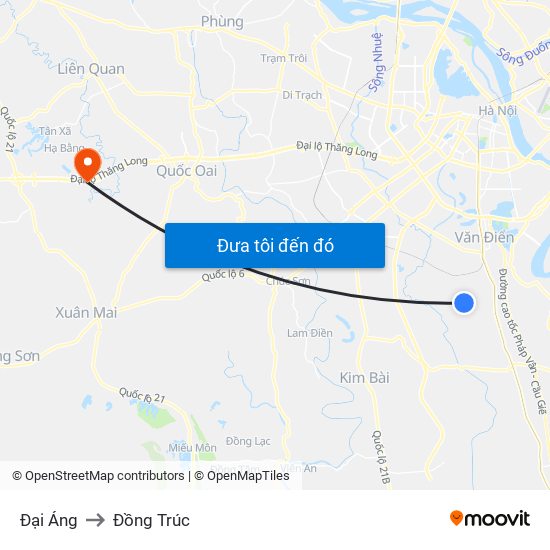 Đại Áng to Đồng Trúc map