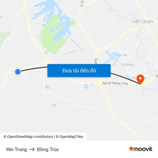 Yên Trung to Đồng Trúc map