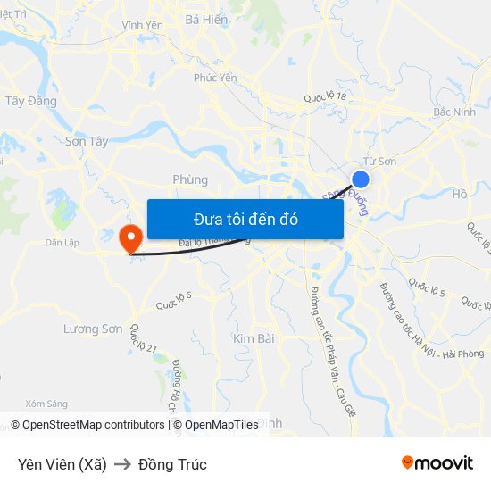 Yên Viên (Xã) to Đồng Trúc map