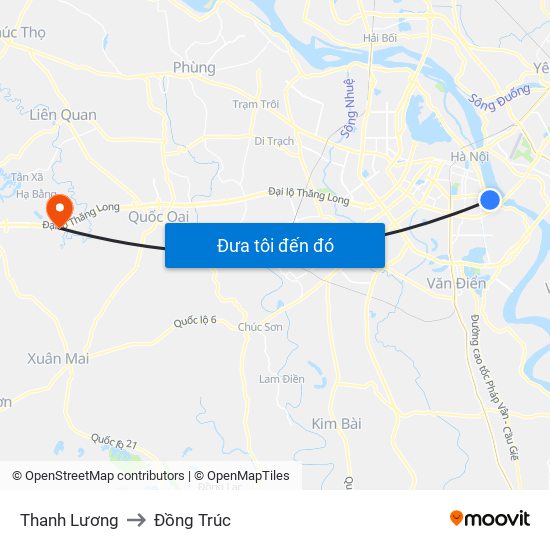 Thanh Lương to Đồng Trúc map