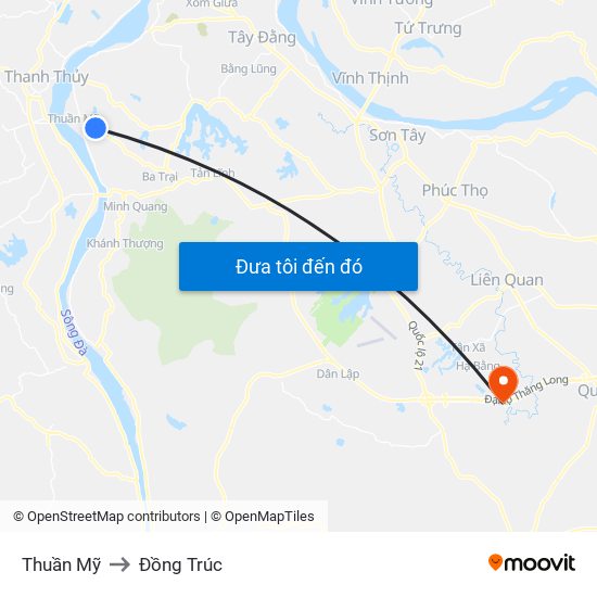 Thuần Mỹ to Đồng Trúc map