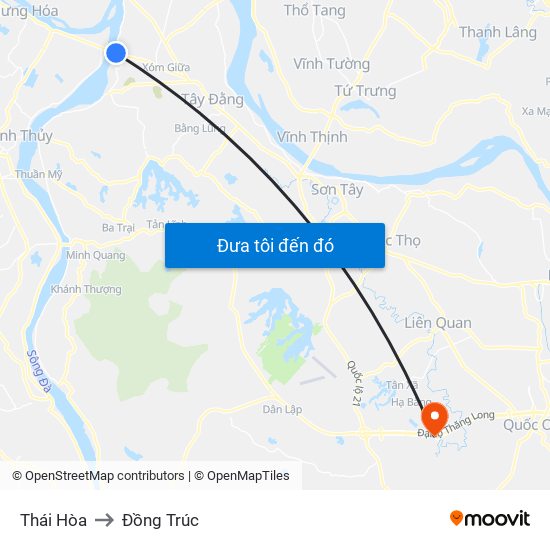 Thái Hòa to Đồng Trúc map