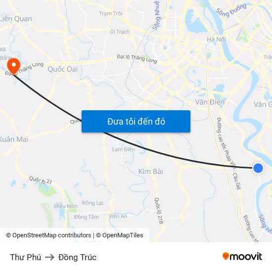 Thư Phú to Đồng Trúc map