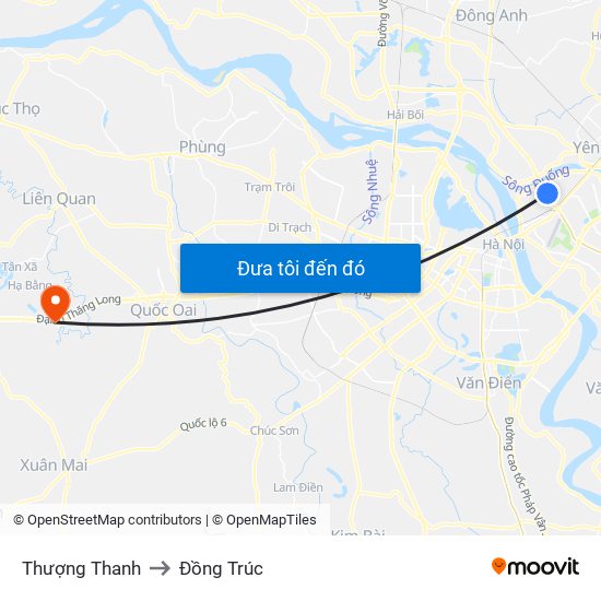 Thượng Thanh to Đồng Trúc map