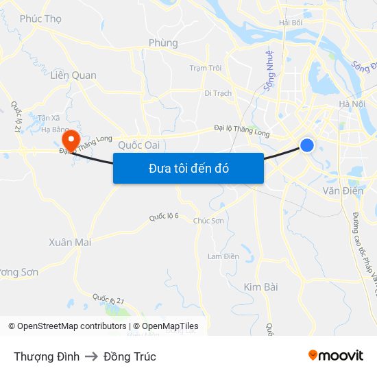 Thượng Đình to Đồng Trúc map