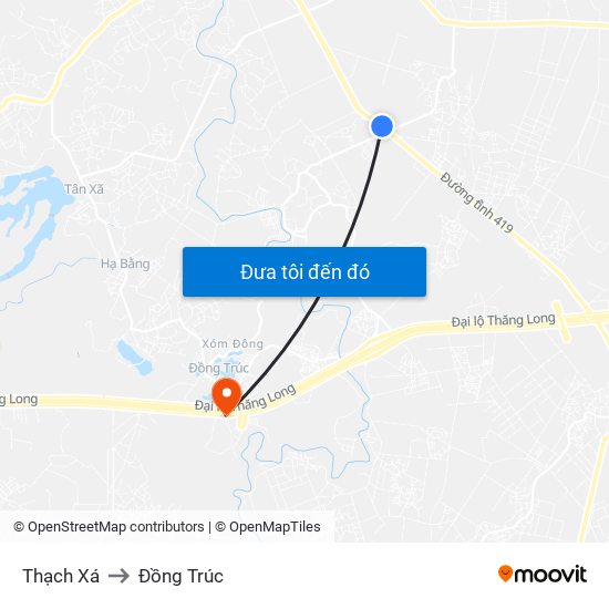 Thạch Xá to Đồng Trúc map