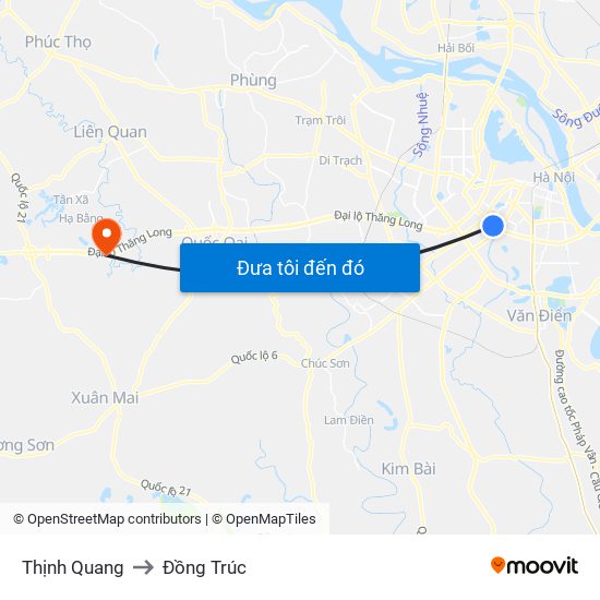 Thịnh Quang to Đồng Trúc map