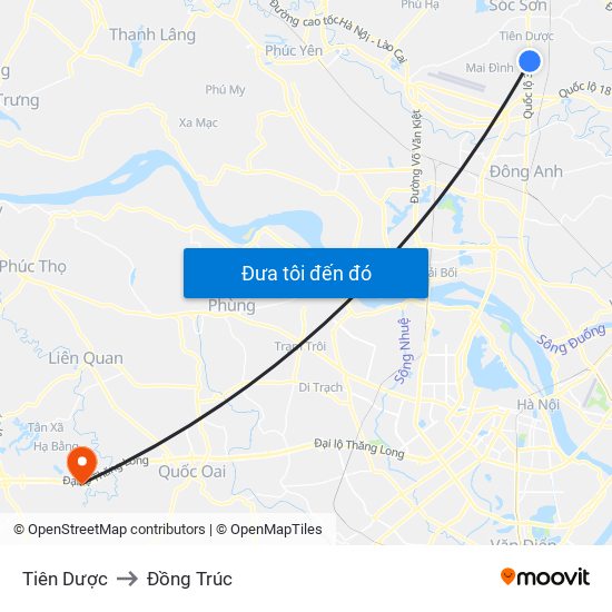 Tiên Dược to Đồng Trúc map