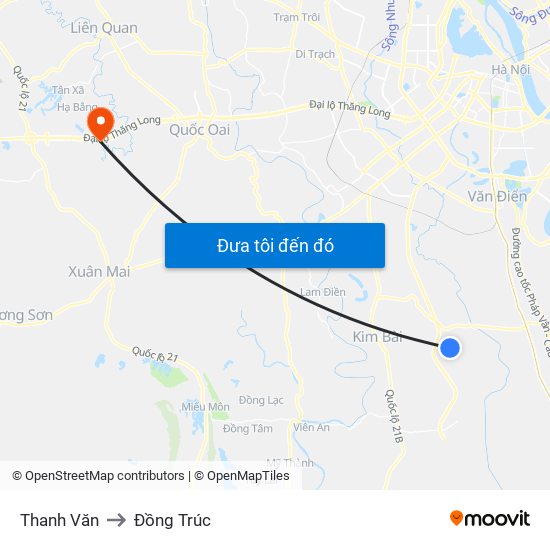 Thanh Văn to Đồng Trúc map