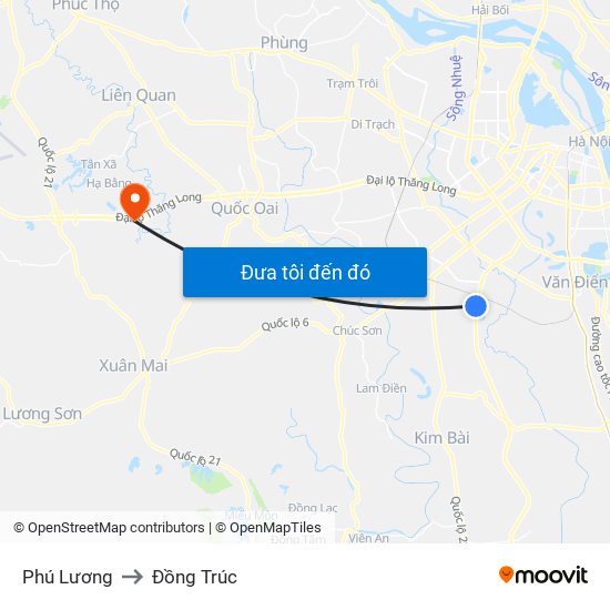 Phú Lương to Đồng Trúc map