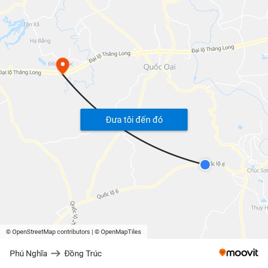 Phú Nghĩa to Đồng Trúc map