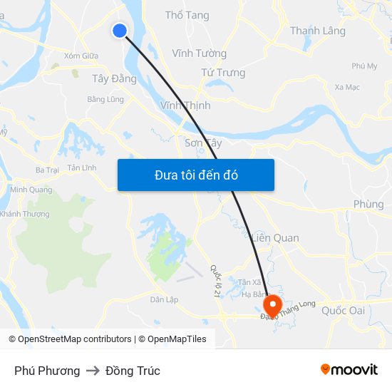 Phú Phương to Đồng Trúc map