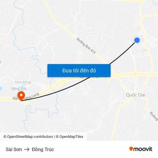 Sài Sơn to Đồng Trúc map