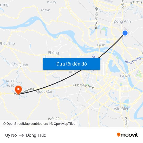 Uy Nỗ to Đồng Trúc map