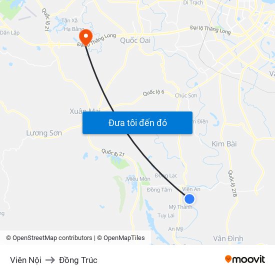 Viên Nội to Đồng Trúc map