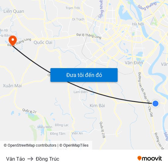 Vân Tảo to Đồng Trúc map