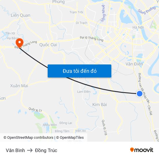 Văn Bình to Đồng Trúc map