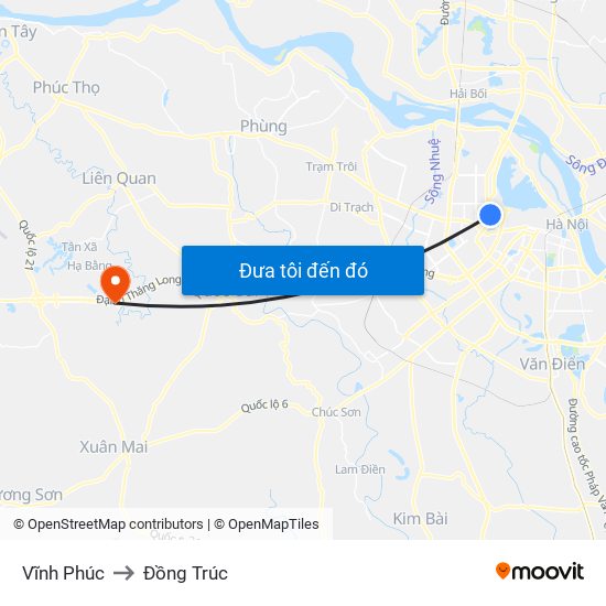 Vĩnh Phúc to Đồng Trúc map