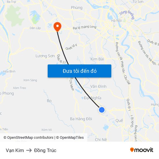 Vạn Kim to Đồng Trúc map