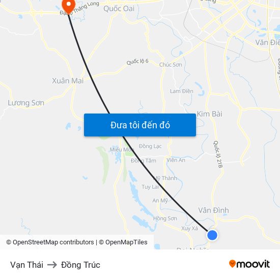 Vạn Thái to Đồng Trúc map