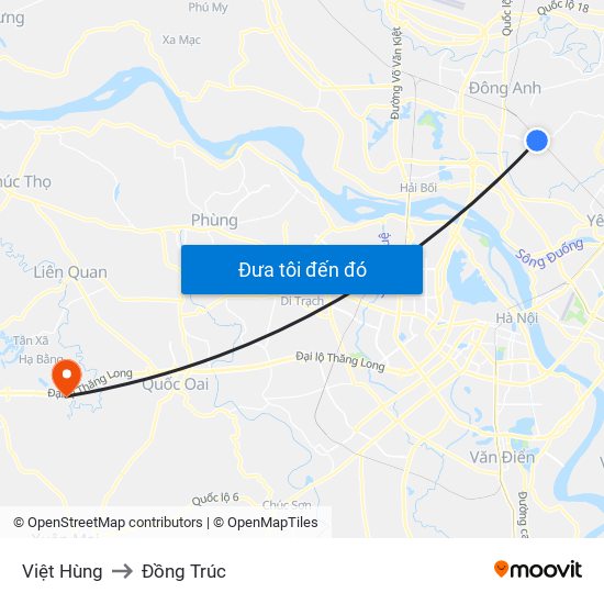 Việt Hùng to Đồng Trúc map