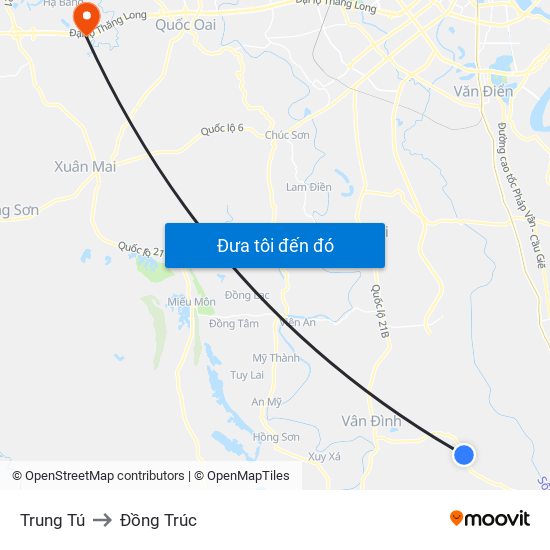 Trung Tú to Đồng Trúc map
