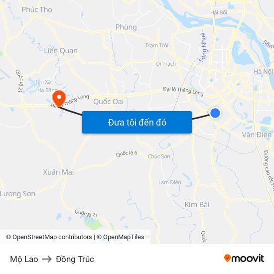 Mộ Lao to Đồng Trúc map