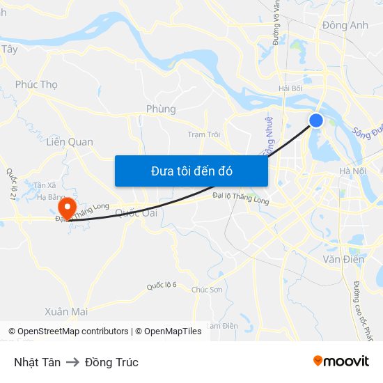 Nhật Tân to Đồng Trúc map