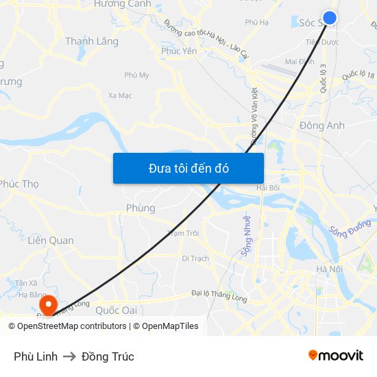 Phù Linh to Đồng Trúc map