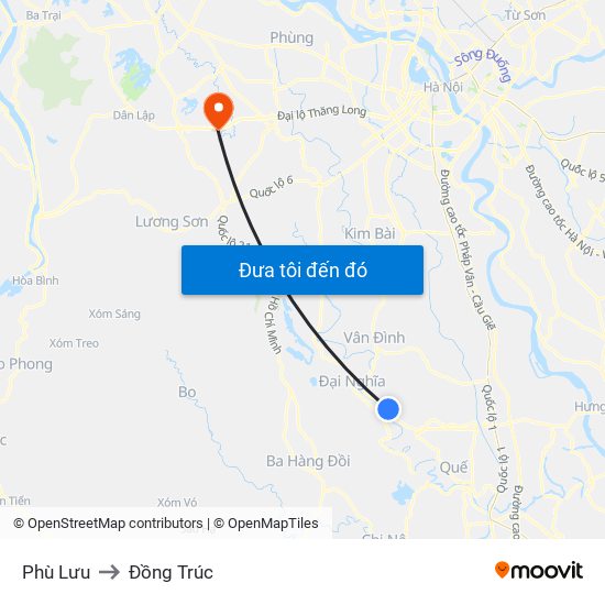 Phù Lưu to Đồng Trúc map