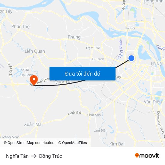 Nghĩa Tân to Đồng Trúc map