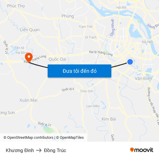 Khương Đình to Đồng Trúc map