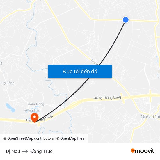 Dị Nậu to Đồng Trúc map