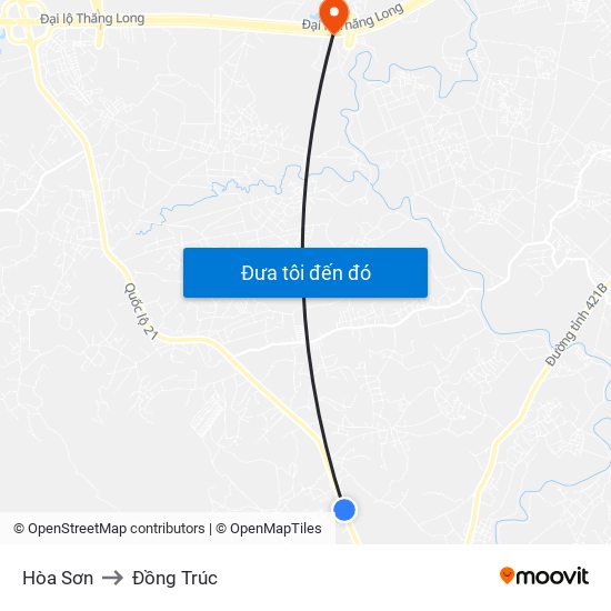 Hòa Sơn to Đồng Trúc map