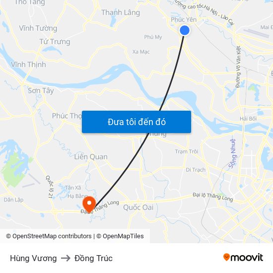 Hùng Vương to Đồng Trúc map