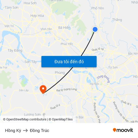 Hồng Kỳ to Đồng Trúc map