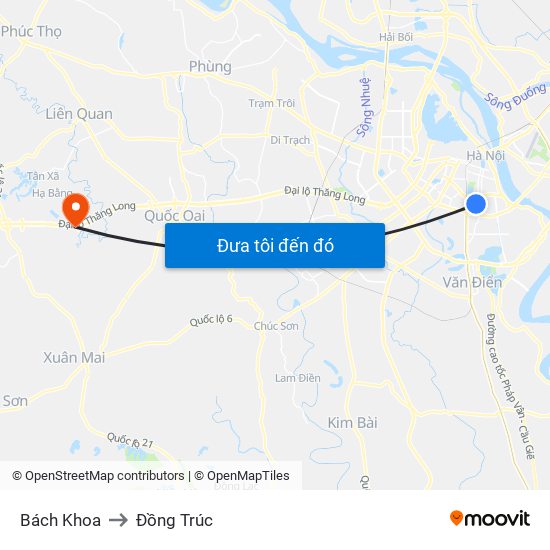 Bách Khoa to Đồng Trúc map