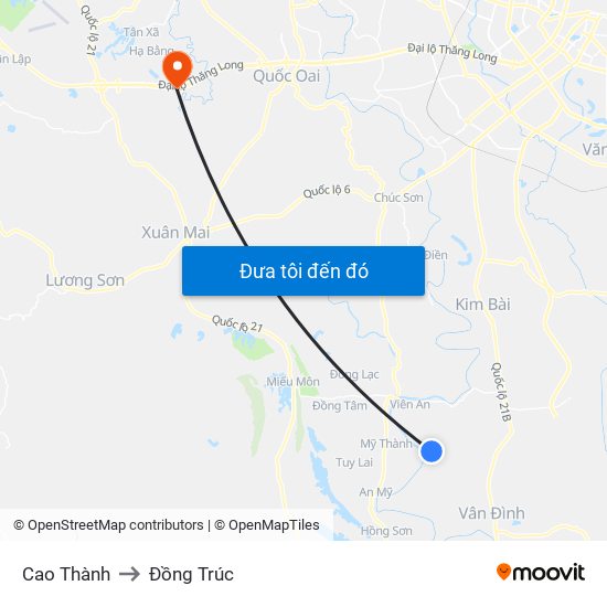 Cao Thành to Đồng Trúc map
