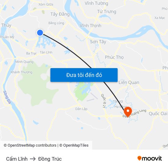 Cẩm Lĩnh to Đồng Trúc map