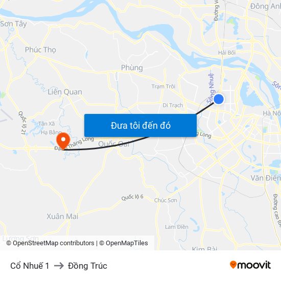 Cổ Nhuế 1 to Đồng Trúc map