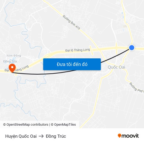 Huyện Quốc Oai to Đồng Trúc map