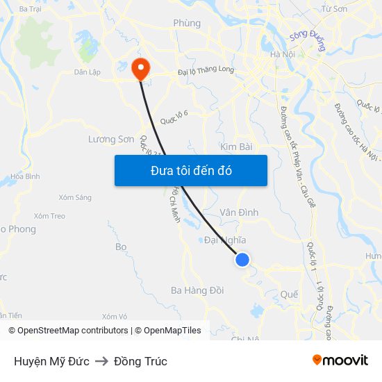 Huyện Mỹ Đức to Đồng Trúc map