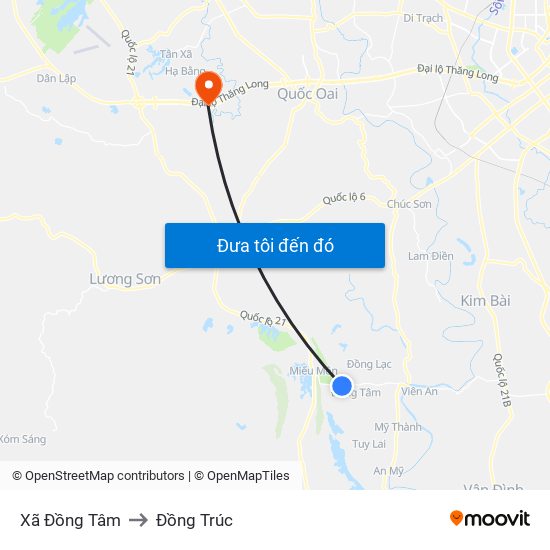 Xã Đồng Tâm to Đồng Trúc map